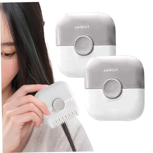 Split Ends Hair Trimmer, 2 in 1 Mini Cute Hair Cutting Comb for Women 2Pcs Detachable Dustproof Knob Adjustable Stainless Steel Blade Cutting Tools