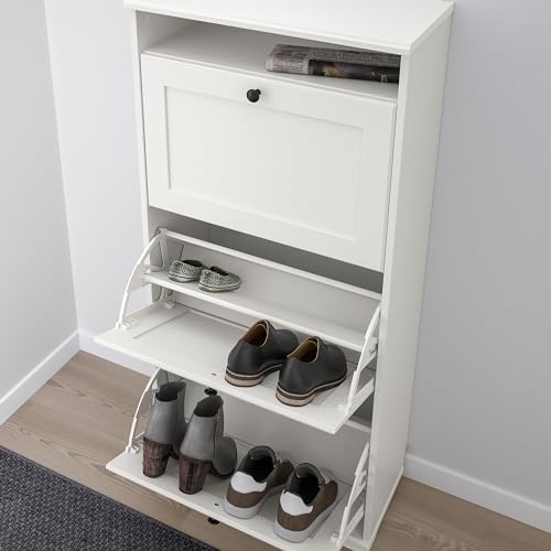 Meuble à chaussures gain de place BRUSALI blanc 3 compartiments