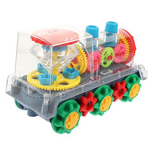 Genérico Coche de Engranajes Transparente Juguetes en Movimiento para pequeños 1-3 Tren a Pilas Coches a batería para de 3 a 5 años. Coche a bateria Tren mecanico Abdominales
