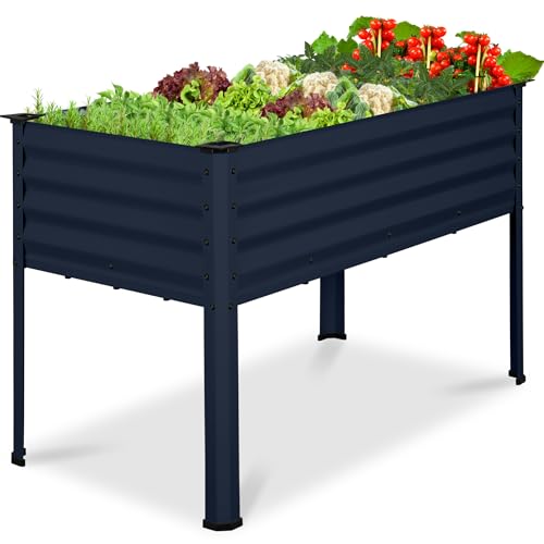 Image of Best Choice Products 48x24x30in Galvanized Raised Garden Bed, Metal Elevated Planter Box, Vegetable Garden for Backyard, Patio, Balcony, 100% Non Toxic Materials - Navy Blue
