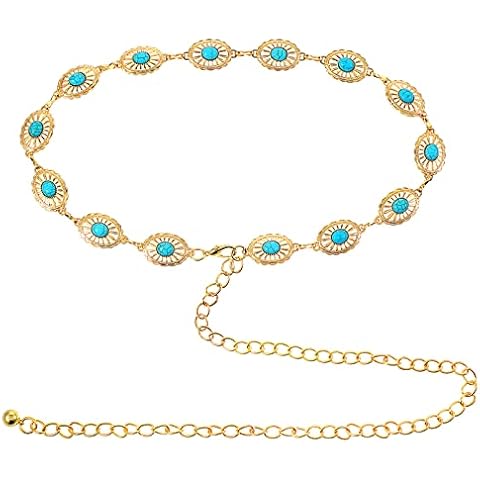cobee Turquoise Concho Chain Waist Belt Cover
