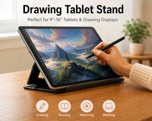 Image of MAX SMART Tablet Drawing Stand, Digital Drawing Pad Stand, Foldable, Adjustable for 9 to 16 Inches Graphics Drawing Monitors Art Tablets