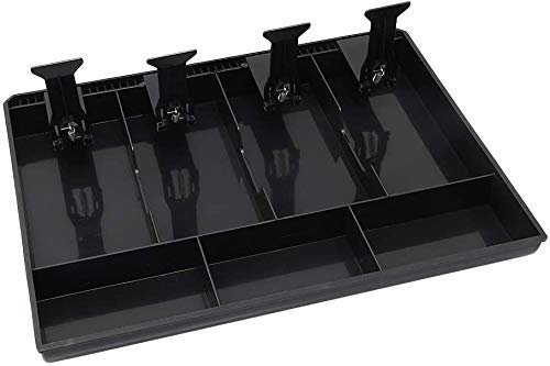 Image of Cash Tray Organizer for Shops, Portable cash counter, ABS Plastic Manual Money Box Plastic cash drawer organizer tray, cashier drawer box with coin slot, bill counter cash box (4 SLOT)