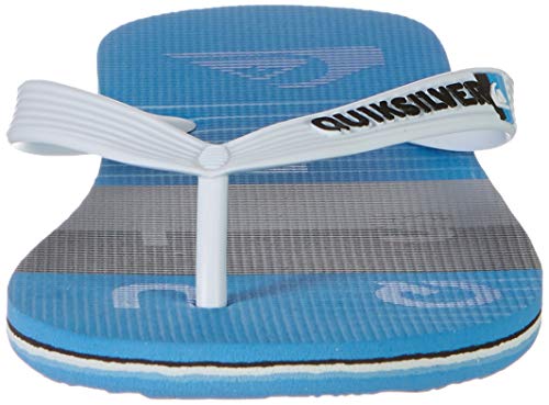 Quiksilver Molokai Word Block-Flip-Flops para Hombre, Chanclas, Blanco, Gris y Azul, 43 EU