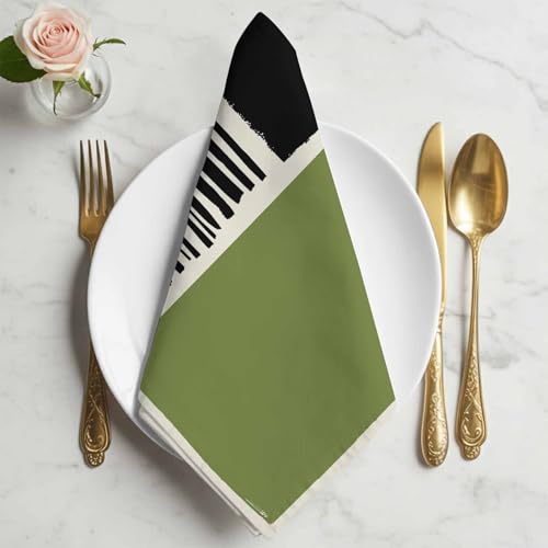 Servilletas de Tela Set de 4 50x50cm Verde Rayas miniatura 2