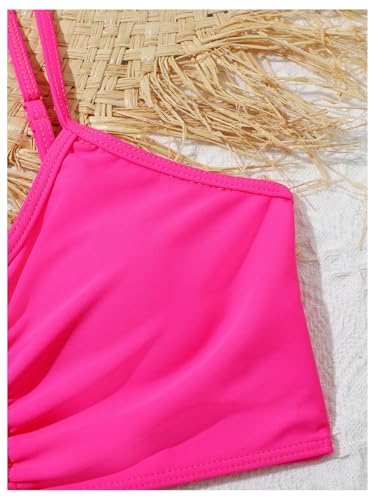 Girl's 2 Piece Tropical Ruched Bikini Set Sleeveless Wireless Vacation Bathing Suit Beachwear4