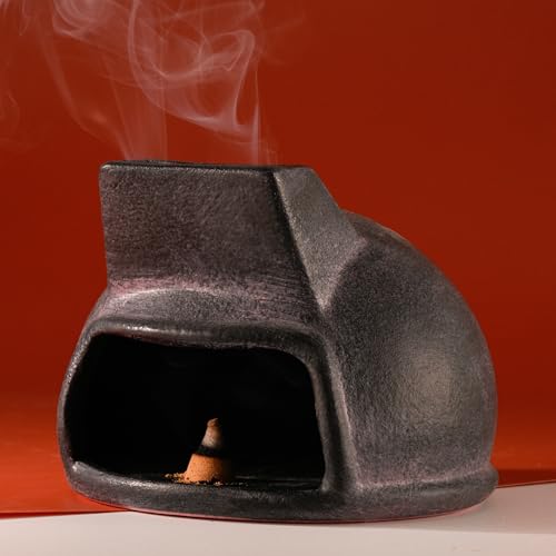 Terracotta Palo Santo Holder, Mini Mexican Style Chiminea Clay Incense Burner, Ceramic Aromatherapy Holder for Meditation, Yoga, Home Decor, Unique Meditation Gift