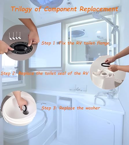 Image of 3-in-1 RV Toilet Repair Kit for Dometic 300 310 320 Camper Toilets | Replaces 385345892 385311658 385311652, Complete Kit, Easy Install, Heavy Duty, Helps Reduce Leaks for RV Trailers Motorhomes