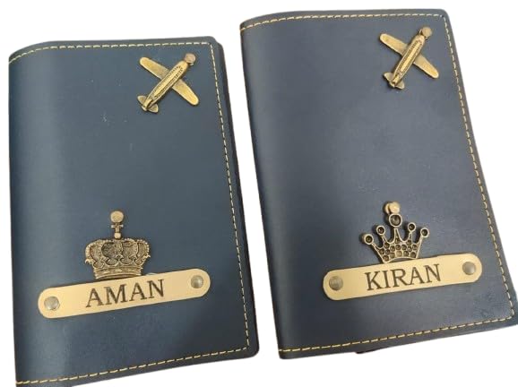 Personalized Passport Cover for Men & Women | Custom Name Engraved Leatherette Passport Holder | Travel Wallet with Crown/Airplane Metal Charm | Passport Protector Case-picture-40