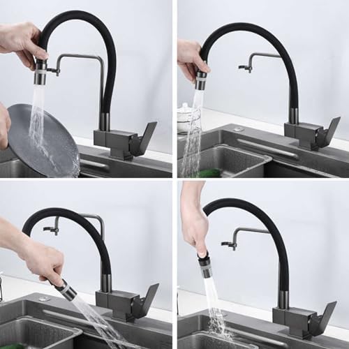 Robinet de cuisine pliable double jet avec finition brossée - 4
