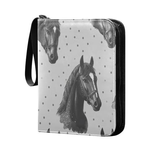 Raccoglitore per carte con testa di cavallo 4 tasche 400 porta da gioco album di organizer per da calcio baseball
