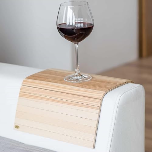 Image of Hamdan Sofa arm Tray Couch Bedside Wood Coaster Coffee Cup Foldable armrest Caddy end Protector Folding Living Room Furniture mat-Natural Burn