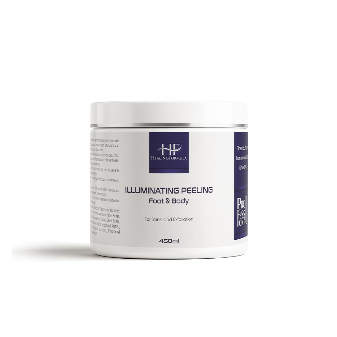 HF HEALING FORMULA Peeling Illuminating Arındırıcı ve Nemlendirici Tuz Tanecikli Bakım Jeli, Ayak ve Vücut için, Spirulina, Shea Butter, Tamanu Oil ve Coconut Oil içerikli, 450 ml