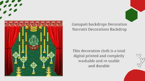 Image of varalakshmi Backdrop Cloth for Decorations Pooja | Ganapati backdrops Decoration | puja Backdrop Decoration Cloth | Backdrop Cloth for Decorations Pooja (gr Ganesh(5x5 ft))