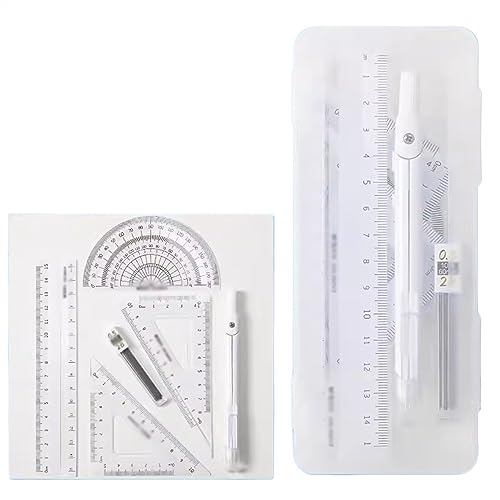 Compas Dibujo Tecnico Juego de herramientas de geometría matemática for estudiantes de 6 piezas, brújulas de dibujo que incluyen regla de brújula, transportador de lápiz Compas Escolar