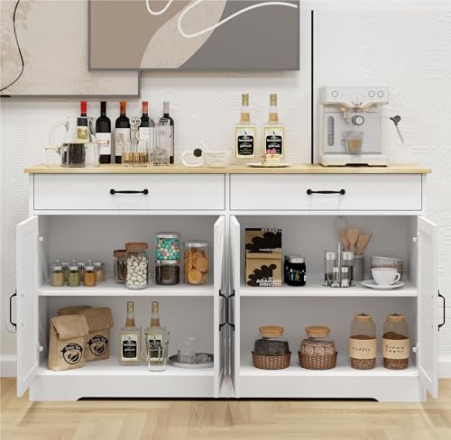 Garteder Buffet Cabinet Storage Sideboard with 2 Drawers and 4 Doors for Dining Living Room Kitchen Cupboard - Thumbnail 5