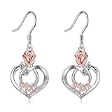POPKIMI Mom Earrings Gifts for Mom Mom Earrings with Rose Flower Best Gifts for Mom 925 Sterling Sil