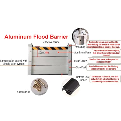 Barrera antialundamiento de aluminio reforzado de 80 cm con paneles estancos 3