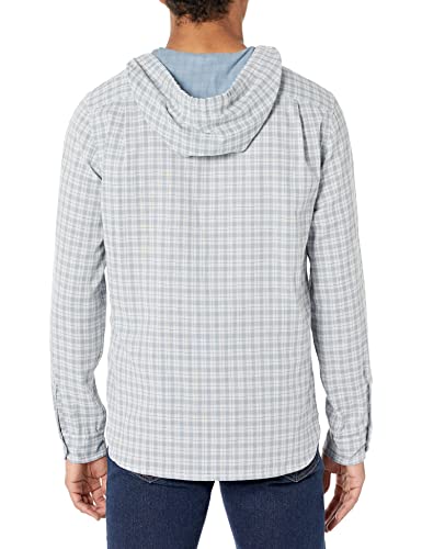 Vince Men's Desert Side Plaid Hooded L/S, City Blue, Large #TOP1