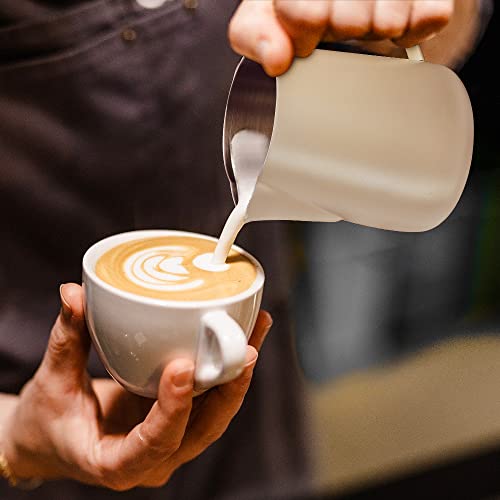 Espresso Milk Frothing Pitcher 20Oz - Cafemasy Milky White Color Stainless Steel Espresso Machine Accessories Steaming Pitcher Milk Jug For Coffee Cappuccino Latte Art (600Ml) #TOP4