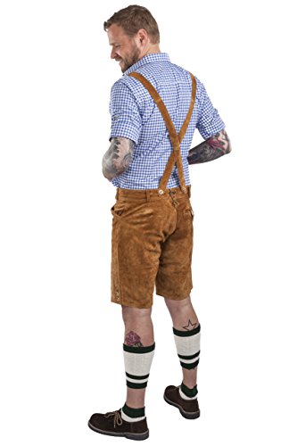 Image of Schoneberger Men's Bavarian Lederhosen Brown - Oktoberfest Leather Trousers