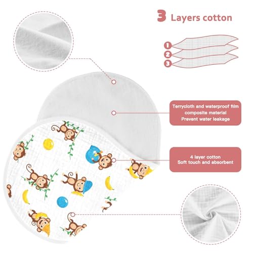 2 Pack Muslin Burp Cloths Lemur Balls White Cotton Baby Burp Cloths Ultra Absorbent Burping Cloth Soft Spit Up Rags for Newborn Must Haves, Large 22" x 11"3