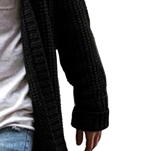 JEShifangjiusu Mens Cardigan Sweater Shawl Collar Chunky Warm Open Front Knitwear Knit Slim Fit Outerwear with Pockets4