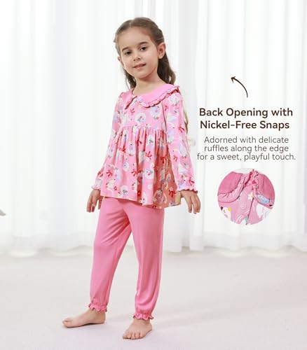 Image of Toddler Girls' Clothes-Viscose from Bamboo, Long Sleeve Ruffle Top with Pant Sets for Kids 2Pcs Fall Outfits 2T-6Y