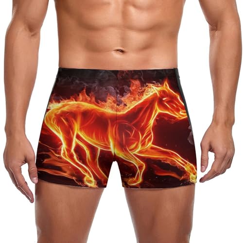 Boxer de bain homme imprimé cheval de feu et short de natation confortable
