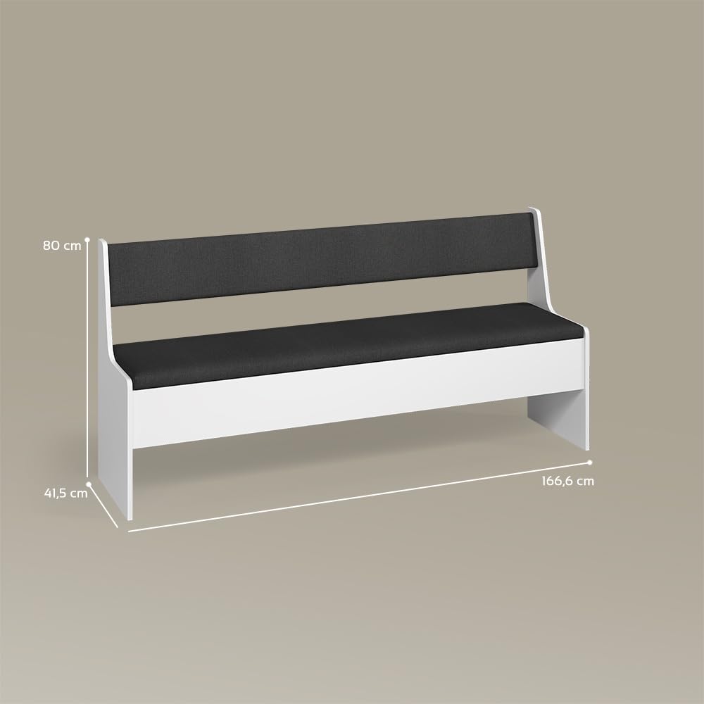 Livinity Panca ad angolo Tiberio, Bianco, 41.5 x 166.6 cm