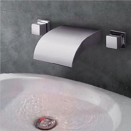 Mitigeur cascade salle de bain chrome à double poignée avec LED intégrée