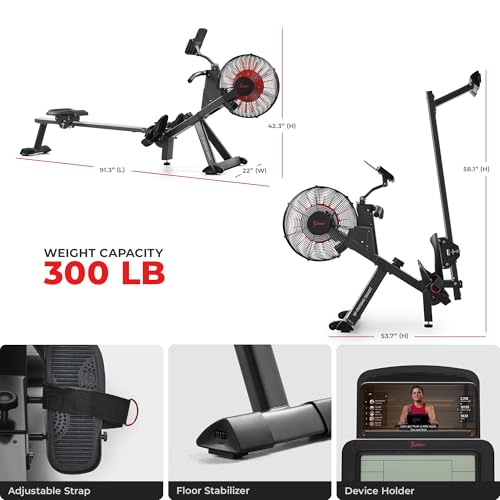 Sunny Health & Fitness Premium Smart Air + Magnetic Rower for Training - image 6