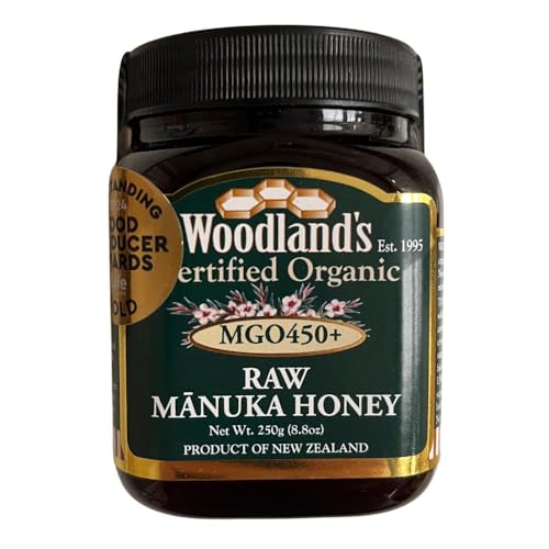 Woodlands Honey Organic Raw Manuka Honey 450+ MGO 250g