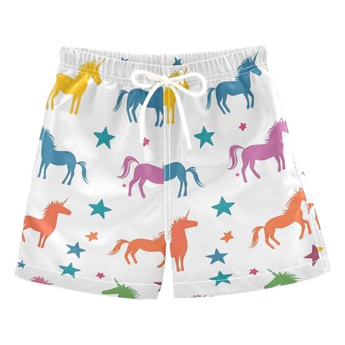 OREZI Boys Swim Trunk Colorful Unicorn Bathing Suit Swim Shorts for Toddler Kids Teens