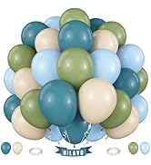 Sage Green Blue Balloons 60 Pcs 12 Inch Dusty Blue Sage Green Cream Balloons Avocado Slate Beige ...