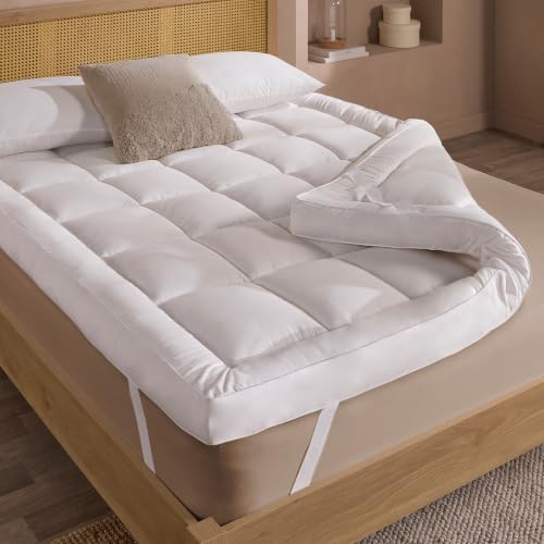 Slumberdown 10cm Box Quilted Mattress Topper Double Bed - Extra Deep & Breathable Topper with Elasticated Straps | Non-Allergenic Machine Washable & 2-Year Guarantee (135 x 190cm)