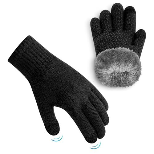 ineepor Unisex Handschuhe Kinder Fleece für Jungen Mädchen - Touchscreen Thermo Winter Kinderhandschuhe Warm & Gefüttert, Wolle Strickhandschuhe Flauschig Kuschelig für 3-12 Jahre