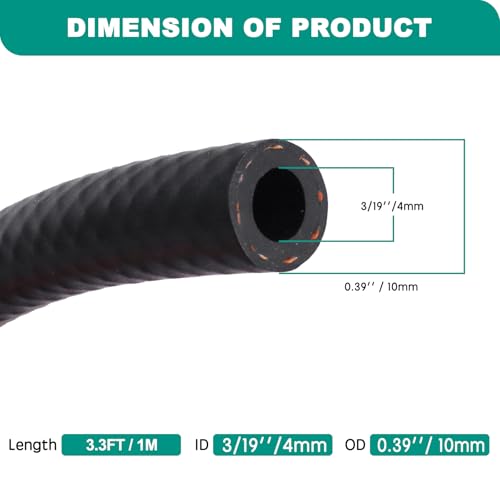 Benzinschlauch Kit, 1 Meter Ø 4mm Kraftstoffschlauch Ölschlauch Dieselschlauch mit 8 Stücke Schlauchschellen für Auto Traktor Motorrad Kleinmotor
