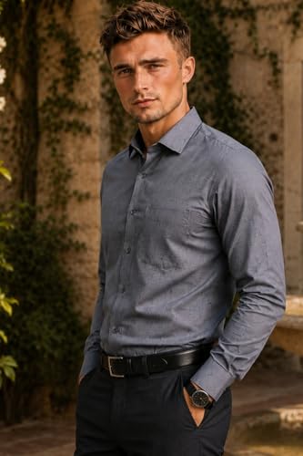 Image of Louis Philippe Men's Regular Fit Easy to Iron Everyday wear Premium Cotton Full Sleeve Solid Formal Shirt