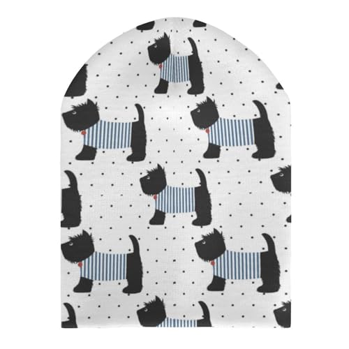 Cute Animal of Scottie Dog Pattern Kids Beanie Hat for for Girls Boys Children Cap Winter Knitted Chemo Cancer Headwear Accessories Gifts Decoration Black3