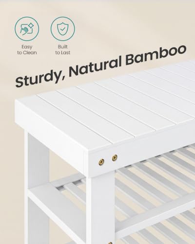 Image of SONGMICS Bamboo Shoe Bench with Seat, 11.3 x 35.2 x 20.5 Inches