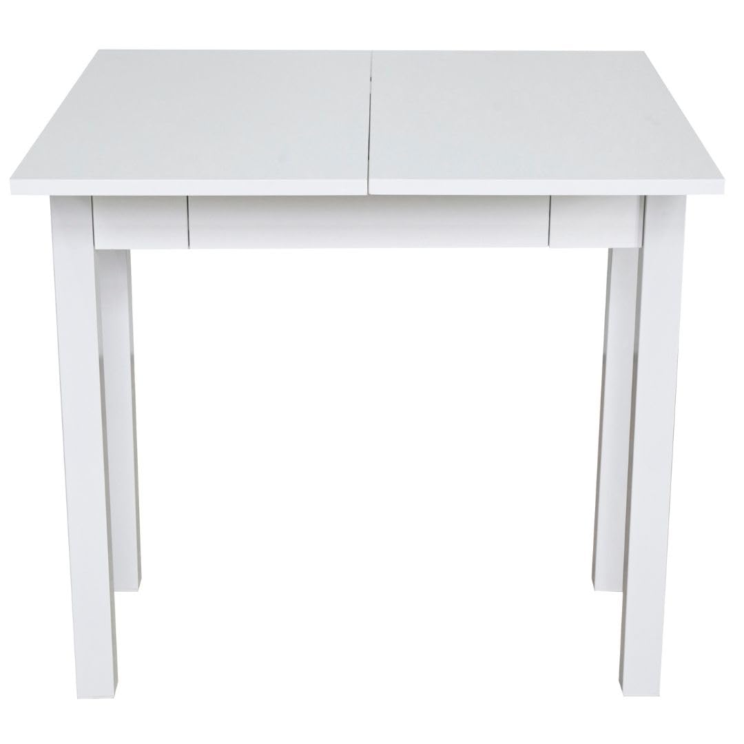 Mesa Cocina Plegable Extensible Cocina - Pequeña con Cajón y Cubertero - Mesa Libro Medidas: 80x40 / 80x80 cm. (Blanco)