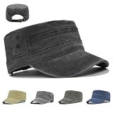 XingRuize Casquette Homme Vintage Casquette Militaire Réglable Armée Chapeau, Coton lavé Vintage Plat Chapeau pour Sports et Extérieur