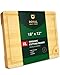 EXTRA LARGE Organic Bamboo Cutting Board with Juice Groove - Best Kitchen Chopping Board for Meat (Butcher Block) Cheese and Vegetables | Anti Microbial Heavy Duty Serving Tray w/Handles - 18 x 12