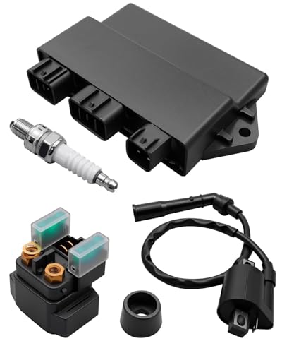Ignition Control Module Replacement Kit Fit for Yamaha Raptor 660R Grizzly 660 Rhino 660 YFM 660 2002-2008 Replace 5LP-85540-20-00, Includes Ignition Coil Starter Relay Solenoid & Spark Plug