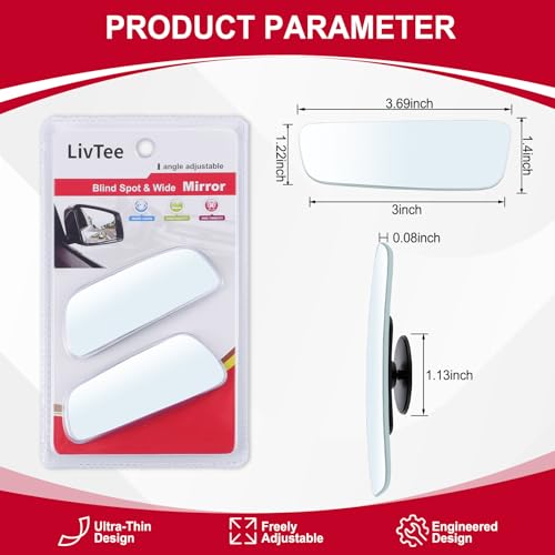 LivTee Adjustable Rectangular Blind-Spot Mirrors – Pack of Two - Image 4