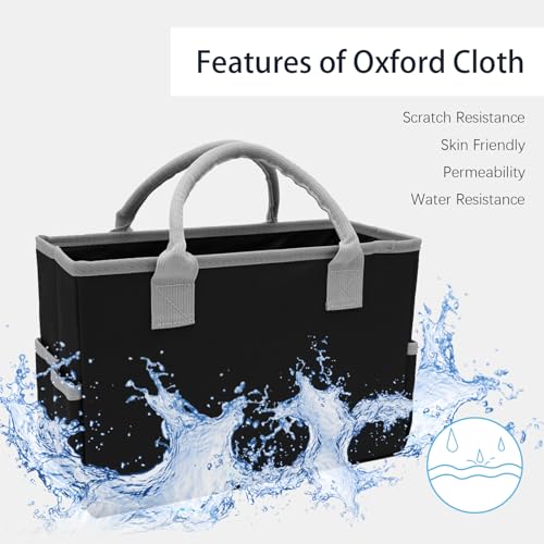 Image of Cupohus Art Organizer Craft Storage Tote Bag with Pockets and Hadles, Oxford Fabric Carrying Caddy for Teacher, Officer, Artist, Students, Traveler, and more - Black with Grey Edge (Pack of 2)