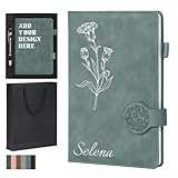 Personalized Journal Notebook Set with Pen & Gift Box, A5 Leather Notebook Customized with Text Logo Image Name Daily Journal for Men Women Office Business College (Blue)