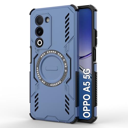 Image of Zapcase Back Case Cover for Oppo A5 5G | Magnetic Case with Built-in Metal Ring | Supports MagSafe Charger, Wallet & Car Mount | Shockproof Hybrid PC + TPU | Blue