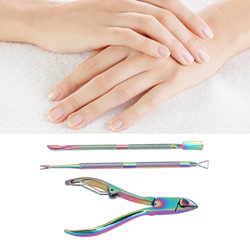Conjunto de 3 peças de empurrador de cutículas, conjunto profissional de cortador de cutículas, de a